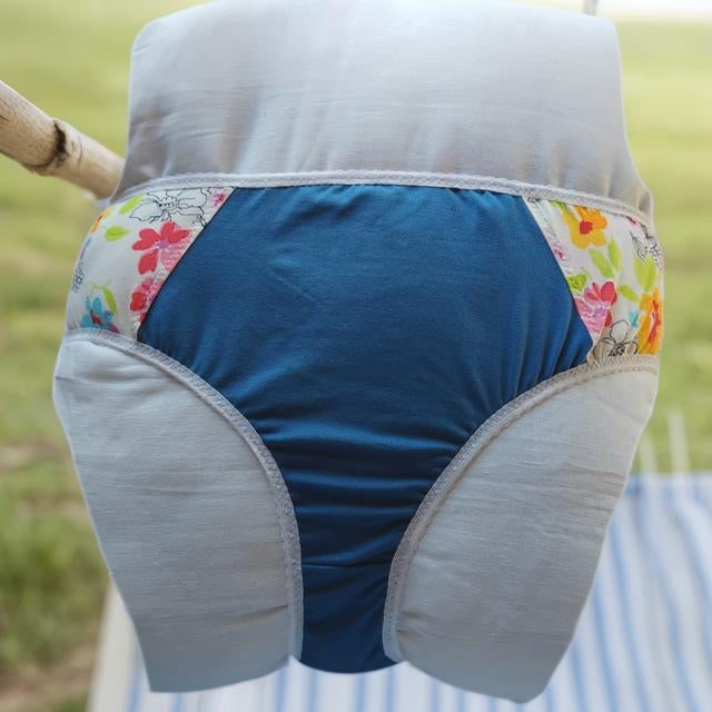 Culotte rigolote Taille 52 - Fleurs et devant bleu