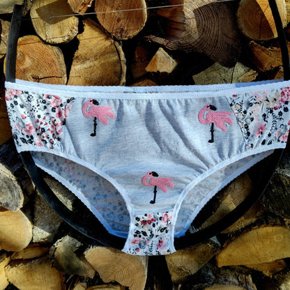 Culotte rigolote Taille 46 - Flamants rose sur fond gris