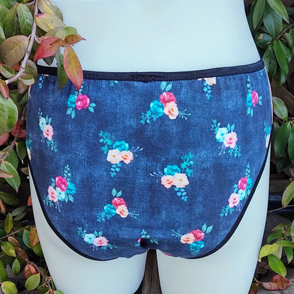 Culotte rigolote Taille 40 - Fleurs sur fond bleu marine