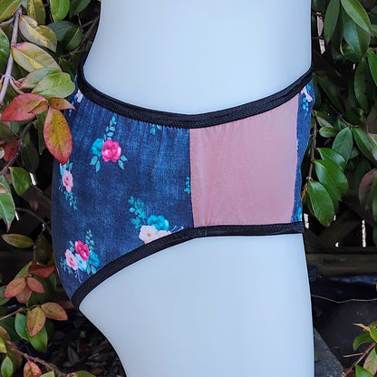 Culotte rigolote Taille 40 - Fleurs sur fond bleu marine