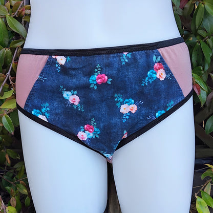 Culotte rigolote Taille 40 - Fleurs sur fond bleu marine