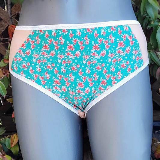 Culotte rigolote Taille 38 - Petites fleurs sur fond vert