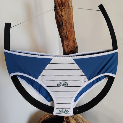 Culotte rigolote Taille 48 - Rayures bleues et bicyclettes